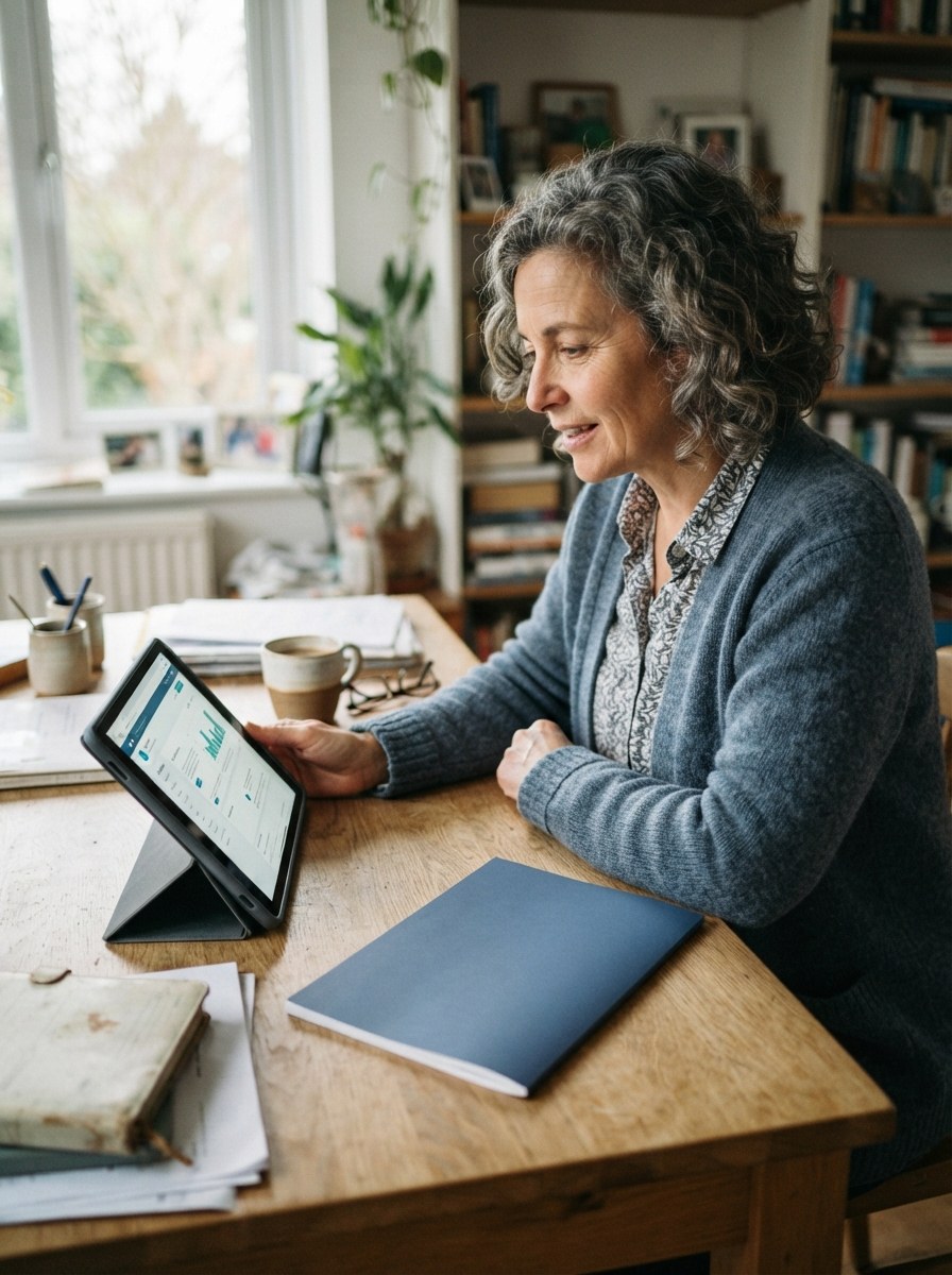 En la tablet, sobre la mesa de trabajo